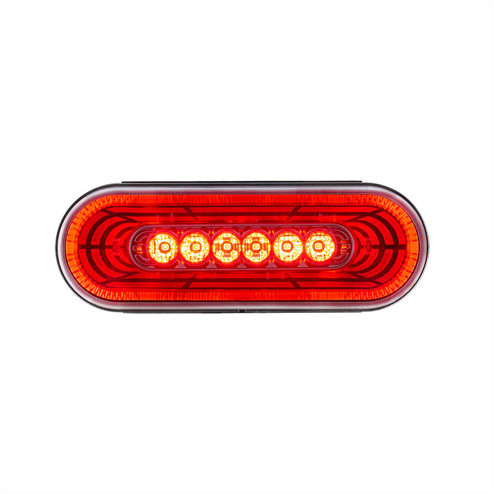 22 LED 6" Oval Abyss Light (Stop, Turn &amp; Tail) - Red LED/Clear Lens