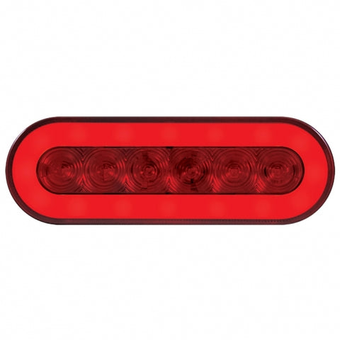 3-3/4" Bolt Pattern SS Spring Loaded Bar With 6X 22 Red LED 6" Oval GloLight & Grommet -Red Lens (Pair)