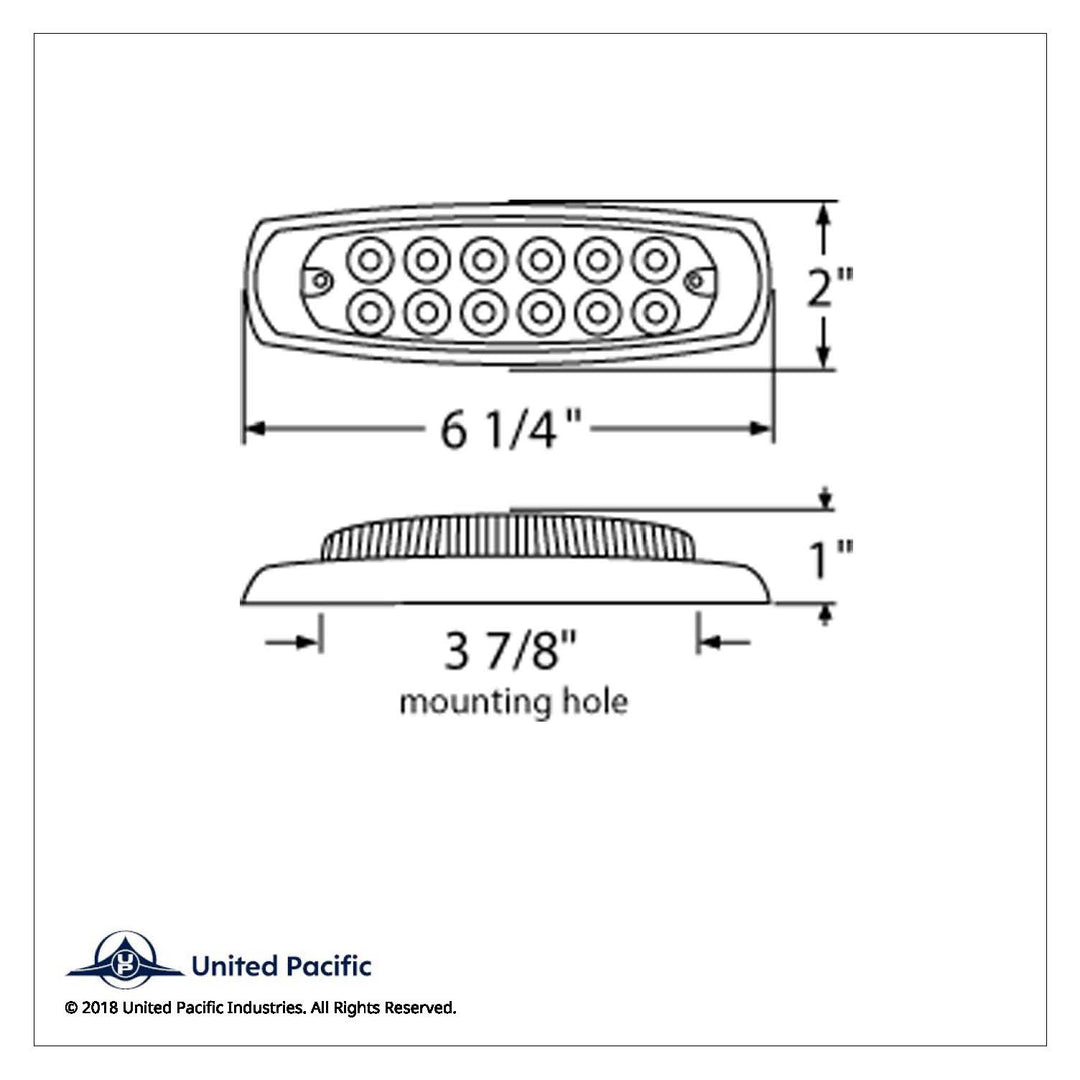 12 LED Reflector Rectangular Light With Bezel (Clearance/Marker) - Amber LED/Clear Lens
