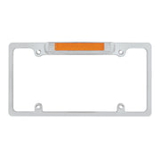 Chrome License Plate Frame With Auxiliary Light - Amber LED/Amber Lens