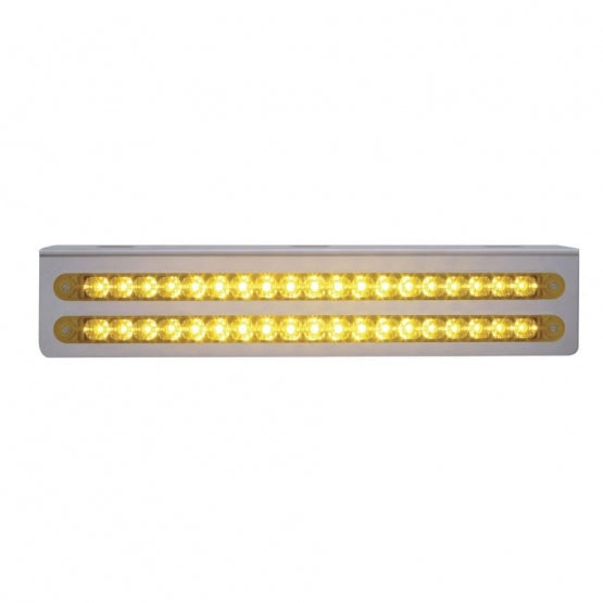 12-3/4" Stainless Light Bracket With 2X 19 LED 12" Light Bars - Amber LED/Amber Lens