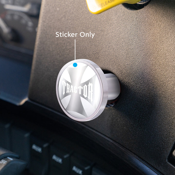 "Tractor" Maltese Cross Air Valve Knob Candy Color Sticker - Pearl White