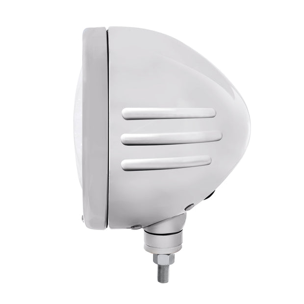 Stainless Bullet Embossed Stripe Headlight Housing With 11 LED Crystal 7" Round Headlight