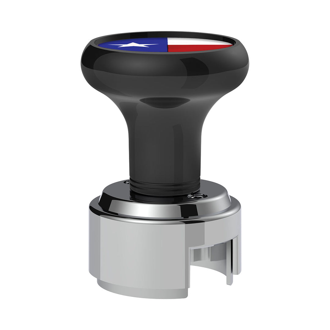 Thread-On Gearshift Knob With 13/15/18 Speed Adapter &amp; Texas Flag Sticker - Black