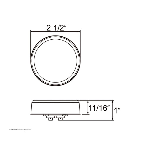 4 LED 2-1/2" Round Low Profile Light (Clearance/Marker) - Red LED/Red Lens