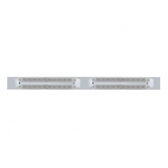 Chrome Top Mud Flap Plate With Four 10 LED 9" Light Bars - Amber LED/Clear Lens (Each)