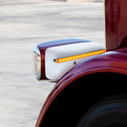 19 LED Rear Headlight Housing Cover For 2008-2023 Peterbilt 389 (Driver)-Amber LED/Lens