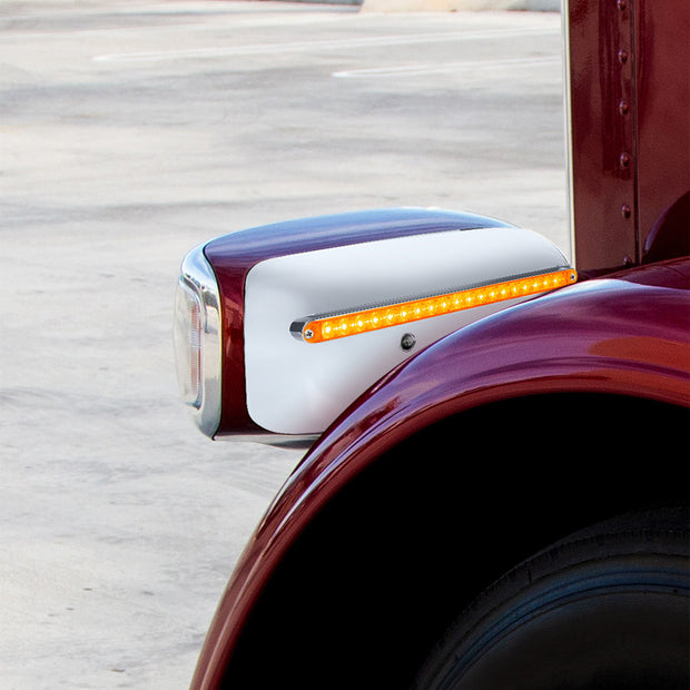 19 LED Rear Headlight Housing Cover For 2008-2023 Peterbilt 389 (Driver)-Amber LED/Lens