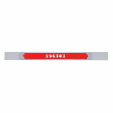 Chrome Top Mud Flap Plate With 28 LED 17" GloLight Bar & Bezel - Red LED/Red Lens (Each)