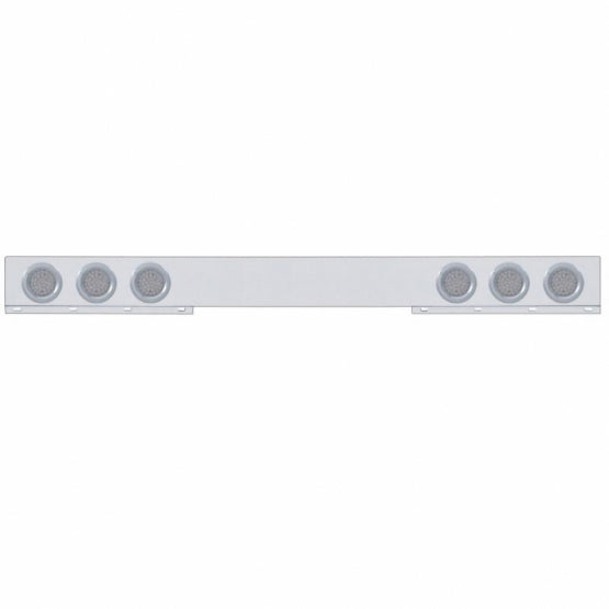 Chrome 1 Piece Rear Light Bar With Six 36 LED 4" Lights &amp; Bezels - Red LED/Clear Lens