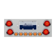 SS Rear Center Panel With Four 16 LED 4" Turbine Light & Six 7 LED 2" Lights & Visor-Red LED/Red Lens