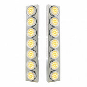 SS Front Air Cleaner Bracket With 14X 9 Amber LED 2" Reflector Lights & Bezel For KW Trucks -Clear Lens