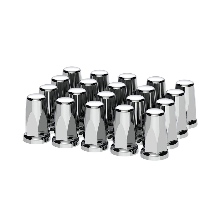 33mm X 3-1/4" Chrome Plastic Tall Nut Covers With Flange - Push-On (Box of 20)
