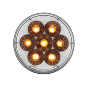 14 LED 4" Round Double Fury Light (Turn Signal) - Amber & Blue LED/Clear Lens