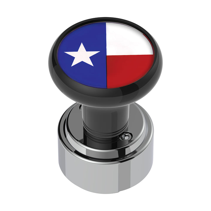 Thread-On Gearshift Knob With 9/10 Speed Adapter &amp; Texas Flag Sticker - Black