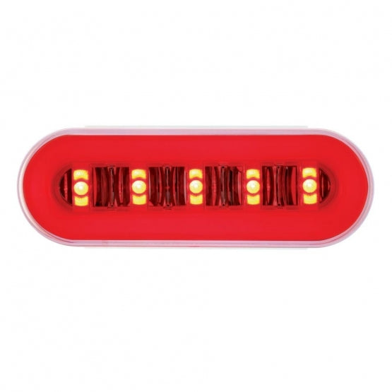 22 LED 6" Oval GloLight Kit With Divider Bar Inner Design (Stop, Turn &amp; Tail) - Red LED/Red Insert (Each)