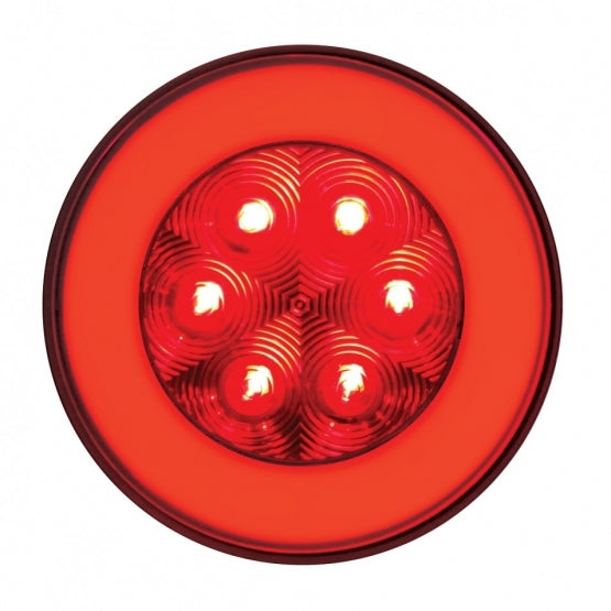 21 LED 4" Round GloLight (Stop, Turn &amp; Tail) - Red LED/Red Lens