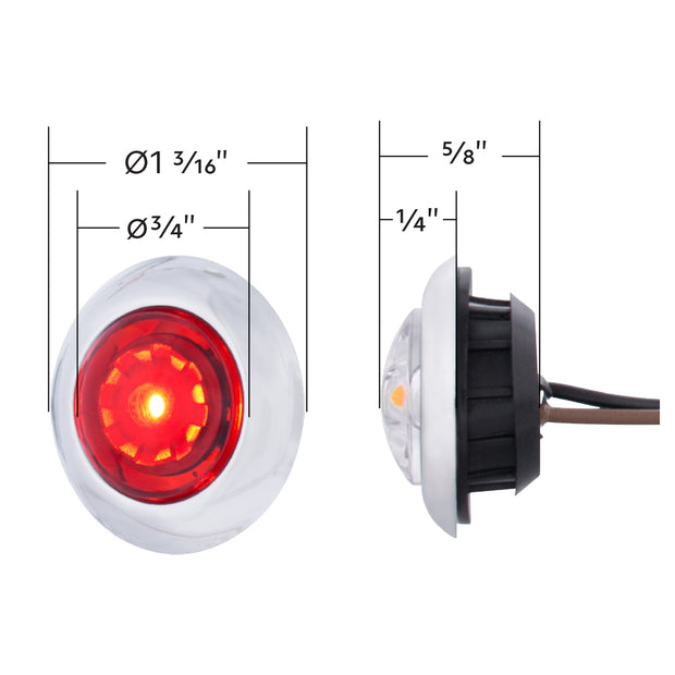 LED Dual Function ArcBlast 3/4" Mini Light (Clearance/Marker) - Red LED/Clear Lens