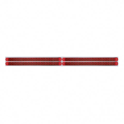 Chrome Top Mud Flap Plate With Four 19 LED 12" Reflector Light Bars - Red LED/Red Lens (Each)