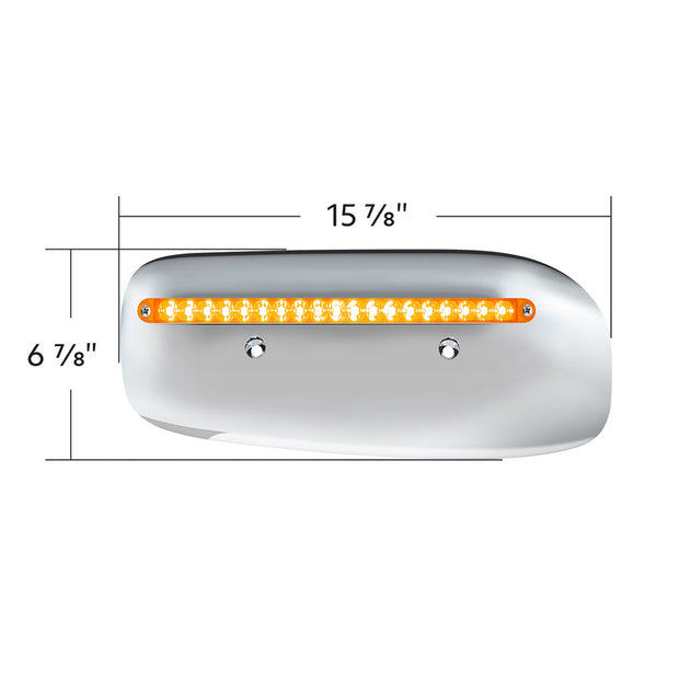 19 LED Rear Headlight Housing Cover For 2008-2023 Peterbilt 389 (Driver)-Amber LED/Lens