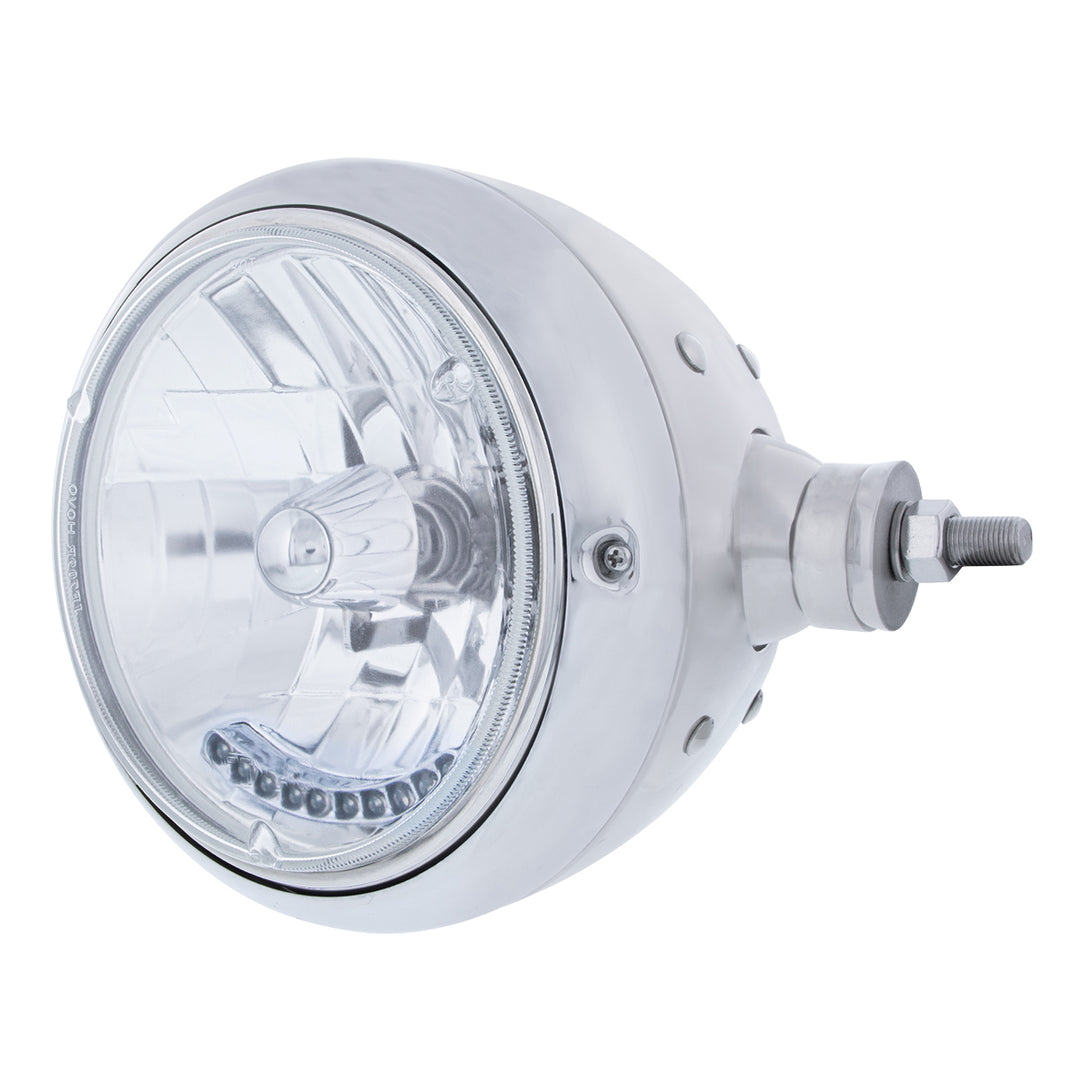 SS Guide 682-C Style Headlight Assembly W/Crystal Lens &amp; 10 LEDs Position Light - R/H (Horizontal Mount)