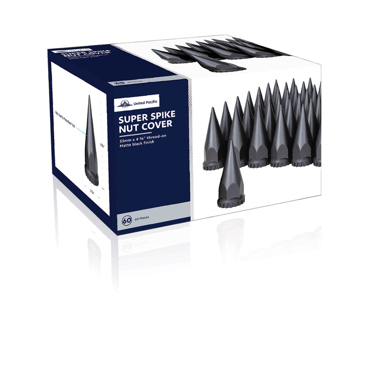 33mm X 4-3/4" Matte Black Spike Nut Covers With Flange- Thread-On (60-Pack)