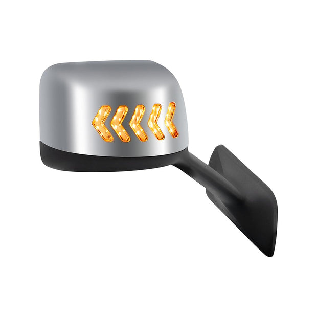 Chrome Plastic Hood Mirror Assembly With Sequential LED Turn Signals For 2018-2024 International LT-Passenger