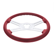 18" Vibrant Color 4 Spoke Steering Wheel - Candy Red