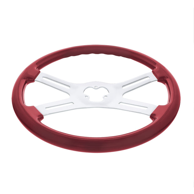 18" Vibrant Color 4 Spoke Steering Wheel - Candy Red