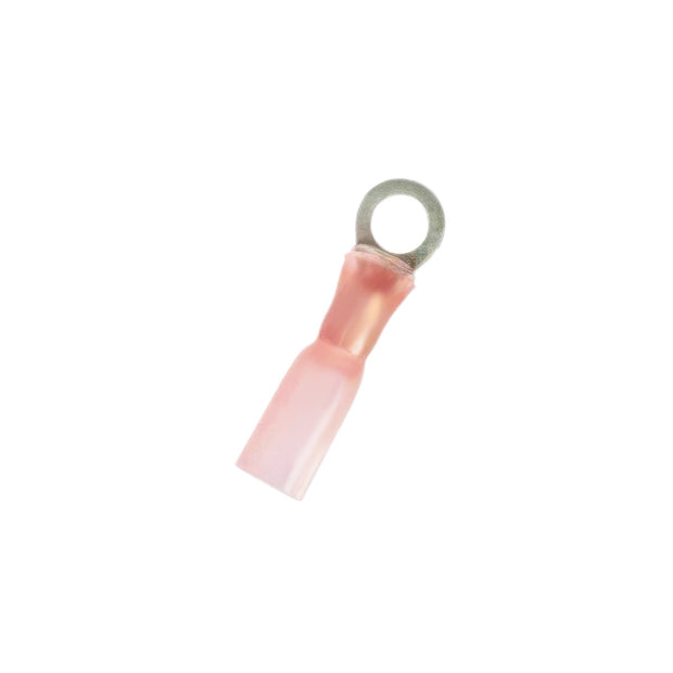 8 AWG 3/8" Stud CS Heat Shrink Ring Terminal - Pink (4-Pack)