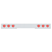Chrome 1 Piece Rear Light Bar With Six 36 LED 4" Lights & Visors - Red LED/Red Lens