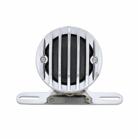 Motorcycle LED Rear Fender Tail Light With Chrome Grille Bezel - Smoke Lens
