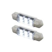 6 SMD High Power Micro LED 6418/6461-36mm Dome Light Bulb - White (2-Pack)