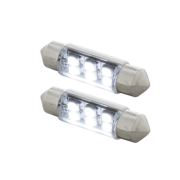 6 SMD High Power Micro LED 6418/6461-36mm Dome Light Bulb - White (2-Pack)