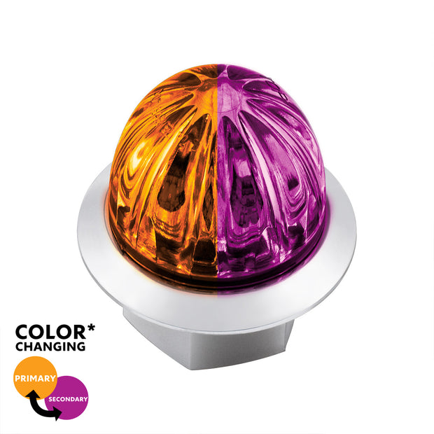 4 LED 3/4" Mini Watermelon Double Fury Light With Clear Lens (Clearance/Marker) - Amber & Purple LED