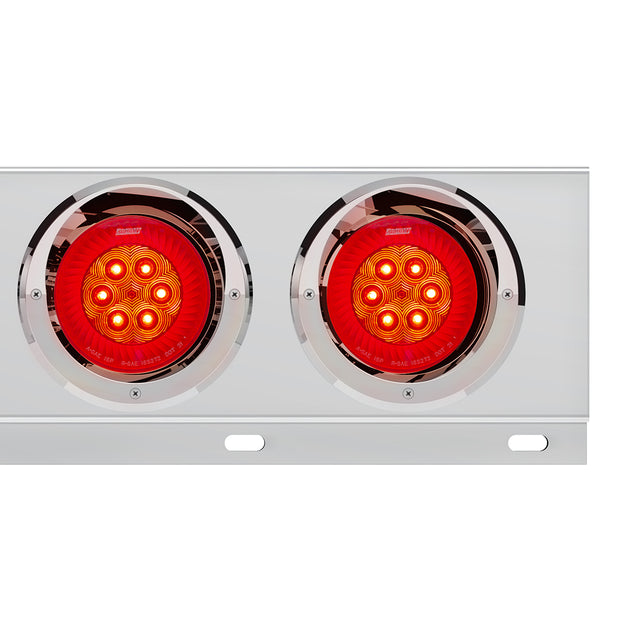 2-1/2" Bolt Pattern SS Spring Loaded Bar With 6X 4" 16 LED Turbine Lights & Visors - Red LED/Red Lens (Pair)