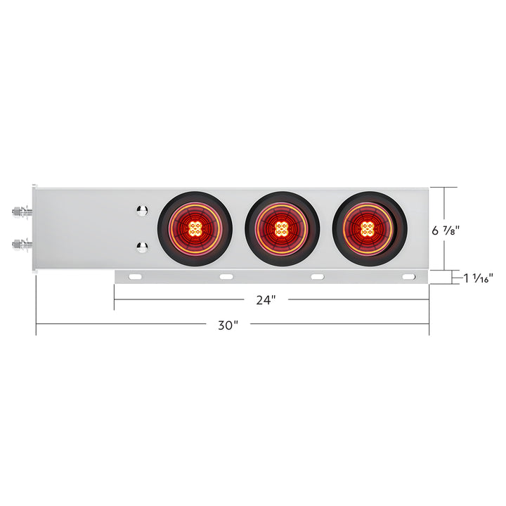 2-1/2" Bolt Pattern SS Spring Loaded Bar With 6X 4" 13 LED Abyss Lights - Red LED/Red Lens (Pair)