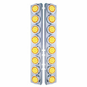SS Front Air Cleaner Bracket With 16X 9 LED 2" Reflector Lights & Bezels For Peterbilt-Amber LED & Lens