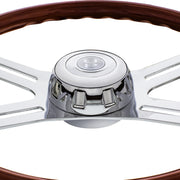 18" Lady Style Wood Steering Wheel With Hub & Horn Button Kit For Peterbilt (2006+) & Kenworth (2003+)