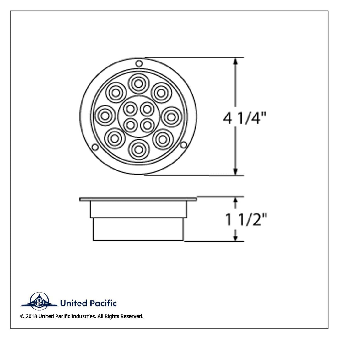 12 LED 4" Round Flange Mount Light (Stop, Turn &amp; Tail) - Red LED/Red Lens
