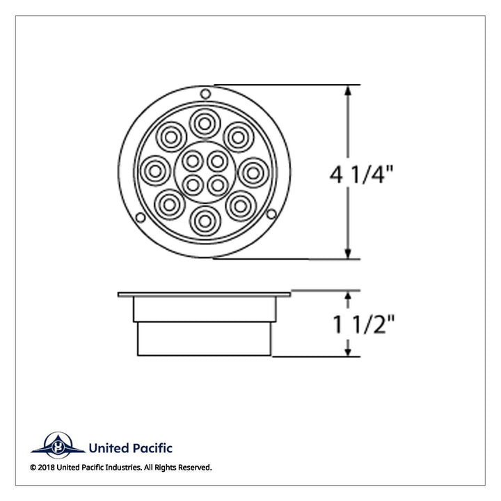 12 LED 4" Round Flange Mount Light (Stop, Turn &amp; Tail) - Red LED/Red Lens