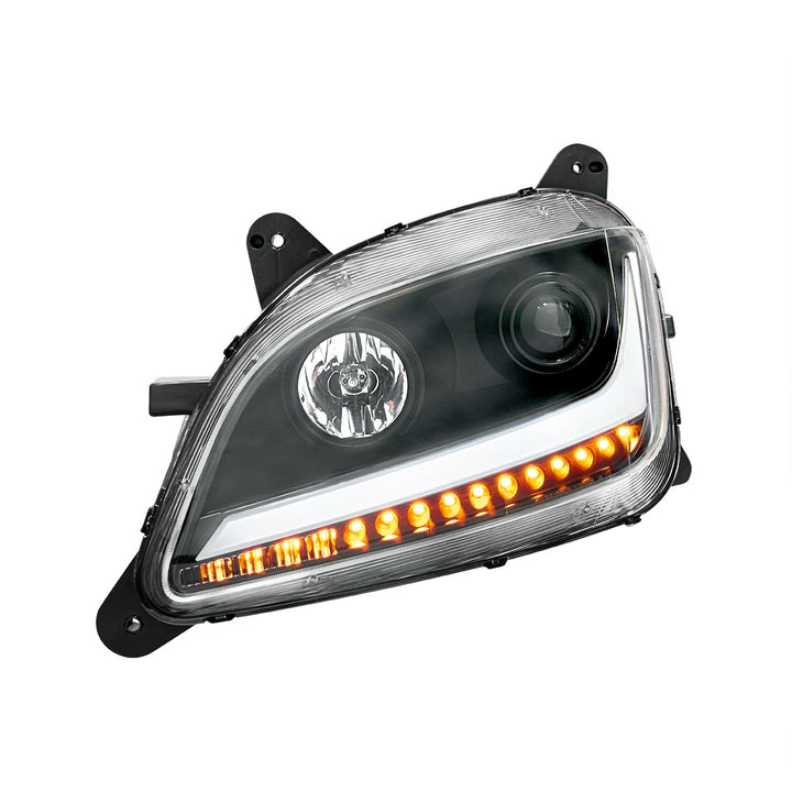 Black Projection Headlight With LED Position &amp; Sequential Signal For 2012-2021 Peterbilt 579- Driver