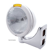 Chrome Classic Headlight H6024 Bulb & LED Turn Signal - Amber Lens