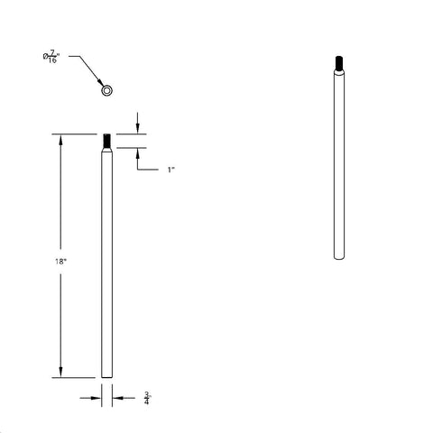 18" Shifter Shaft Extension - Black