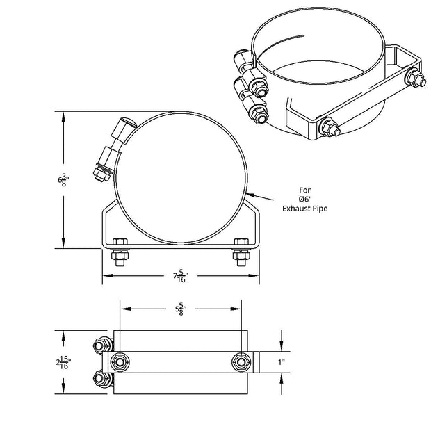 6" Stainless Wide Band Exhaust Clamp