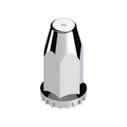 33mm X 4" Chrome Plastic Extra Tall Nut Covers With Flange - Thread-On (60-Pack)
