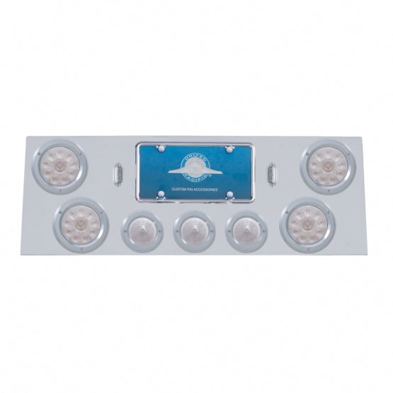 SS Rear Center Panel With 4X 10 LED 4" Light & 3X 13 LED 2-1/2" Beehive Light+Bezel-Red LED/Clear Lens
