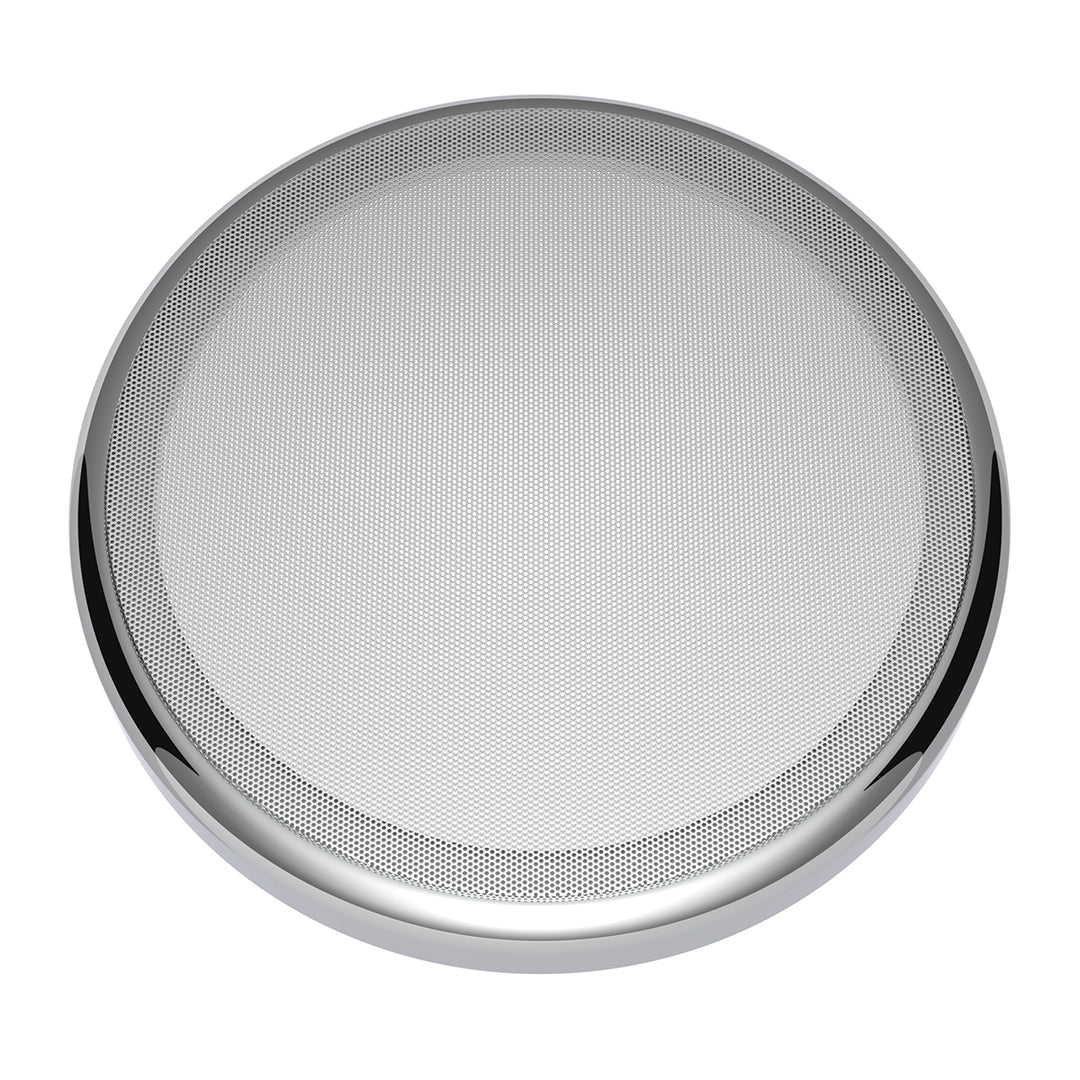 Chrome 7-¼" Round Speaker Cover For Peterbilt 389 (2008+), 388 (2008-2014), 379/378/335/330 (1995-2000), Snap-On