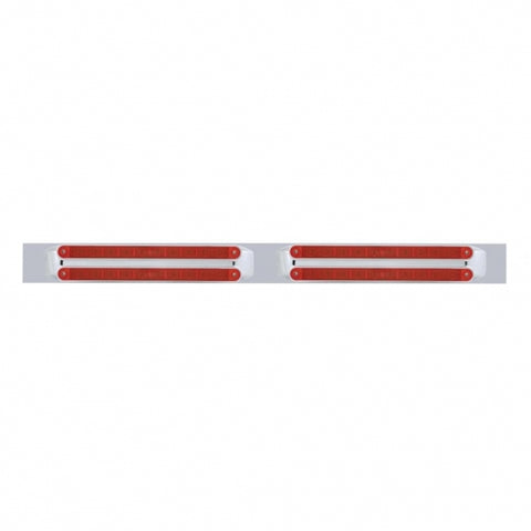 Chrome Top Mud Flap Plate With Four 10 LED 9" Light Bars - Red LED/Red Lens (Each)