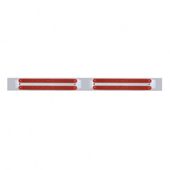 Chrome Top Mud Flap Plate With Four 10 LED 9" Light Bars - Red LED/Red Lens (Each)
